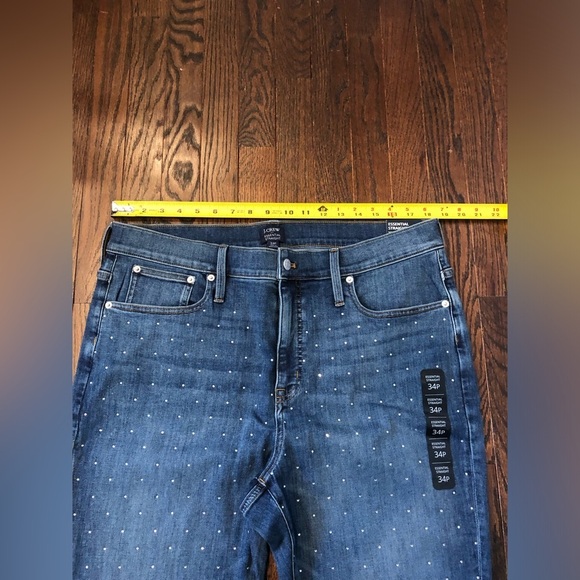 J. Crew Women’s 34P Petite Rhinestone Essential Straight Signature Stretch Jeans - Picture 7 of 15